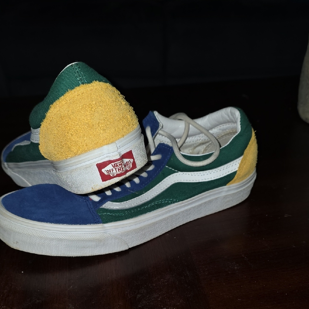 Vans Blue, Green, and Yellow Suede Sneakers